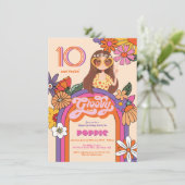 Retro Hippie Girl 70's 60's Groovy Birthday Party Kaart (Staand voorkant)