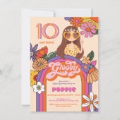 Retro Hippie Girl 70's 60's Groovy Birthday Party Kaart (Voorkant)