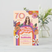 Retro Hippie Girl 70's 60's Groovy Birthday Party Kaart (Staand voorkant)