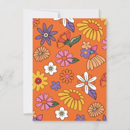 Retro Hippie Girl 70's 60's Groovy Birthday Party Kaart (Achterkant)