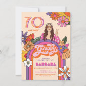 Retro Hippie Girl 70's 60's Groovy Birthday Party Kaart (Voorkant)