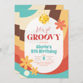 Retro Hippie Groovy Birthday Uitnodiging (Voorkant / Achterkant)
