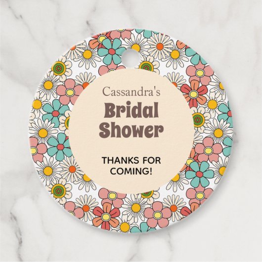 Retro Hippie Groovy Bloem Bruidsdiner Bedankt Bedankjes Labels (Voorkant)