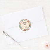 Retro Hippie Groovy Bloem Bruidsdouche Bedankt Ronde Sticker (Envelop)