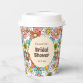 Retro Hippie Groovy Bloem Bruidsdouche  Papieren Bekers (Achterkant)