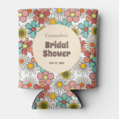 Retro Hippie Groovy Bloem Bruidsfeest  Blikjeskoeler (Voorkant)