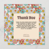 Retro Hippie Groovy Bloem Bruidsjurk Dank Je Bedankkaart (Voorkant / Achterkant)