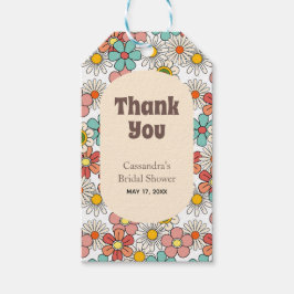 Retro Hippie Groovy Bloem Bruiloft Feest Bedankt Cadeaulabel