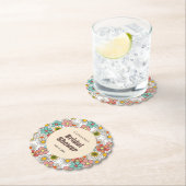 Retro Hippie Groovy Bloem Bruiloft Feest  Kartonnen Onderzetters (Insitu)