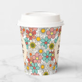 Retro Hippie Groovy Bloem Bruiloft Feest  Papieren Bekers (Links)