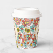 Retro Hippie Groovy Bloem Bruiloft Feest  Papieren Bekers (Rechts)