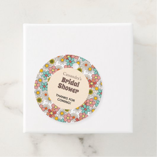 Retro Hippie Groovy Bloem Bruiloft Thank You Bedankjes Labels (In situ)