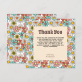 Retro Hippie Groovy Bloem Bruiloft Thank You Bedankkaart (Voorkant / Achterkant)
