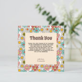 Retro Hippie Groovy Bloem Bruiloft Thank You Bedankkaart (Staand voorkant)