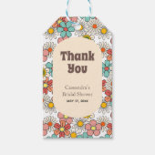 Retro Hippie Groovy Bloem Bruiloft Thank You Cadeaulabel (Voorkant)