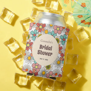 Retro Hippie Groovy Bloem Bruiloftsborrel Blikjeskoeler