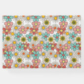 Retro Hippie Groovy Bloem Bruiloftsborrel  Gastenboek (Achterkant)