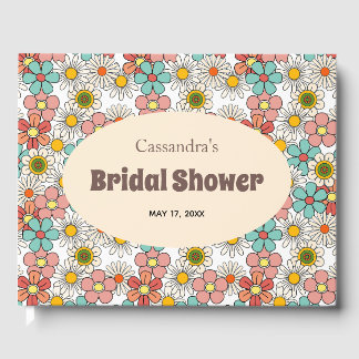 Retro Hippie Groovy Bloem Bruiloftsborrel Gastenboek
