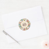 Retro Hippie Groovy Bloem Bruiloftsfeest  Ronde Sticker (Envelop)