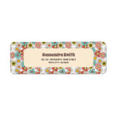 Retro Hippie Groovy Bloem Retouradres Etiket (Voorkant)