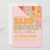Retro Hippie Groovy Flower Baby shower Kaart (Voorkant)