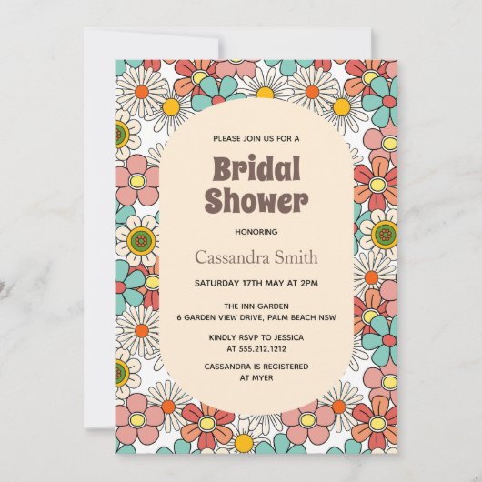 Retro Hippie Groovy Flower Vrijgezellenfeest Kaart (Voorkant)