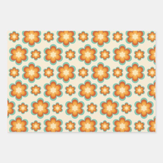 Retro Hippie Groovy Seventies Floral & Rainbow 60s Inpakpapier Vel (Voorkant 3)