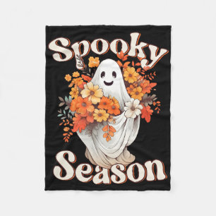 Retro Hippie Halloween Cute Ghost Spooky Season Fu Fleece Deken