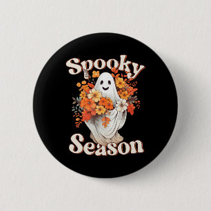 Retro Hippie Halloween Cute Ghost Spooky Season Fu Ronde Button 5,7 Cm