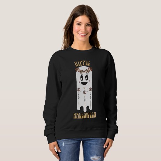 Retro Hippie Halloween Ghost Sweatshirt (Voorkant volledig)