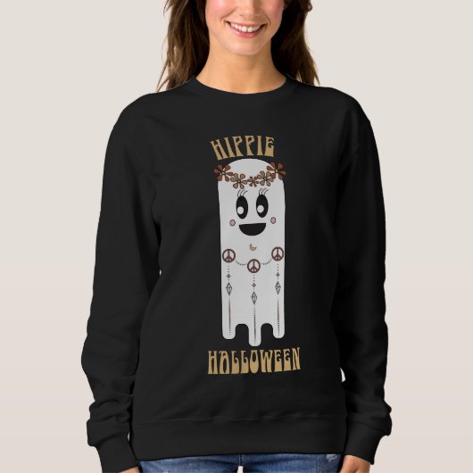Retro Hippie Halloween Ghost Sweatshirt (Voorkant)