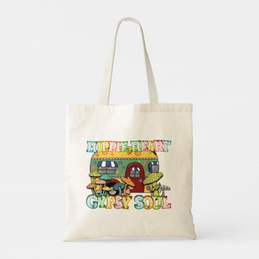 Retro Hippie Heart Gypsy Soul Paddenstoelen, Campe Tote Bag (Achterkant)