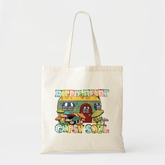 Retro Hippie Heart Gypsy Soul Paddenstoelen, Campe Tote Bag (Voorkant)