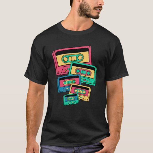 Retro  Hippie Herhaal Cassettebandje T-shirt (Voorkant)