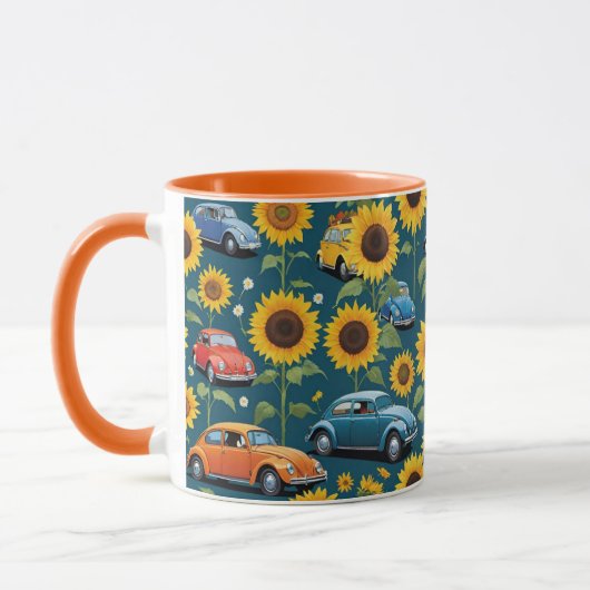 Retro  Hippie Kever Bug Cars & Zonnebloemen Mok (Links)