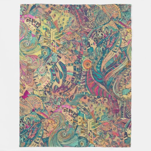 Retro Hippie: Kleurrijke Mozaïek Deken (Voorkant)