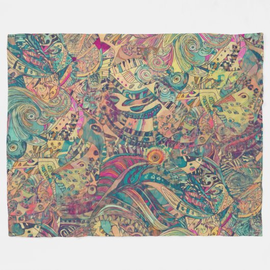 Retro Hippie: Kleurrijke Mozaïek Deken (Voorkant (Horizontaal))