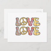 Retro Hippie-liefde Briefkaart (Voorkant / Achterkant)