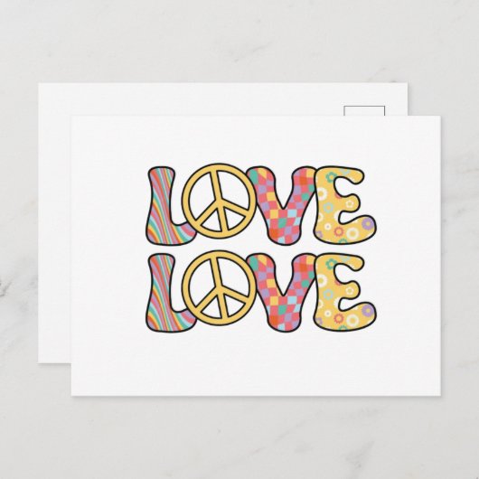 Retro Hippie-liefde Briefkaart (Voorkant / Achterkant)