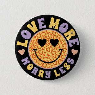 Retro Hippie liefde meer, minder zorgen Ronde Button 5,7 Cm