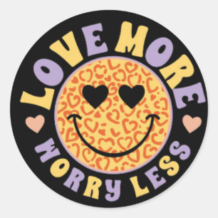 Retro Hippie liefde meer, minder zorgen Ronde Sticker