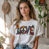 Retro Hippie Liefde Psychedelische Lettering Tri-Blend Shirt