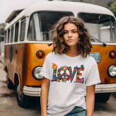 Retro Hippie Liefde Psychedelische Lettering Tri-Blend Shirt