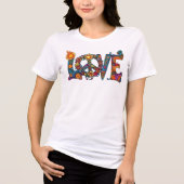 Retro Hippie Liefde Psychedelische Lettering Tri-Blend Shirt (Voorkant)
