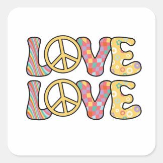 Retro Hippie liefde Vierkante Sticker