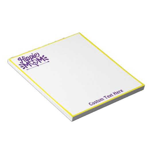 Retro Hippie Mam Paars Yellow Peace Sign 60. Notitieblok (Schuin)