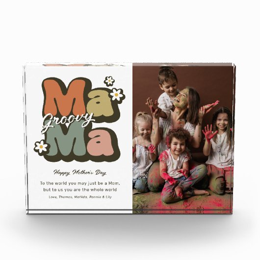 Retro Hippie Mama Moederdag Fotoblokken (Voorkant)