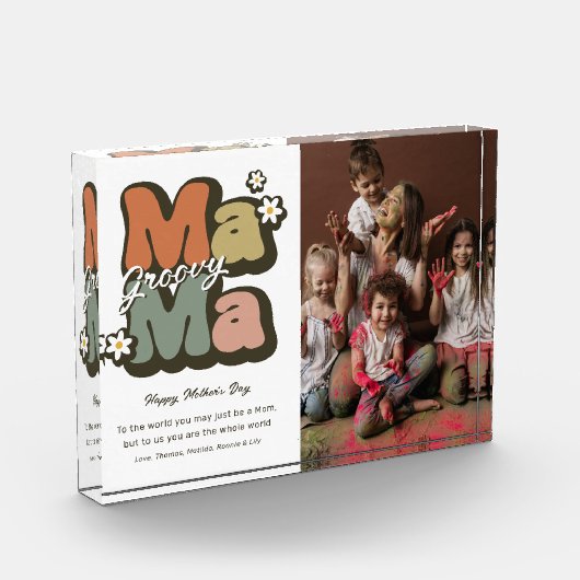 Retro Hippie Mama Moederdag Fotoblokken (Links)