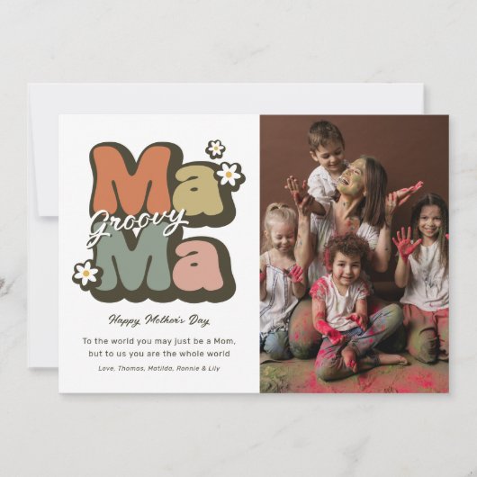 Retro Hippie Mama Moederdag Kaart (Voorkant)