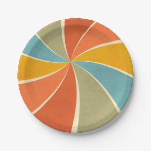 Retro Hippie Mixed Paint Style Swirls Pattern Papieren Bordje